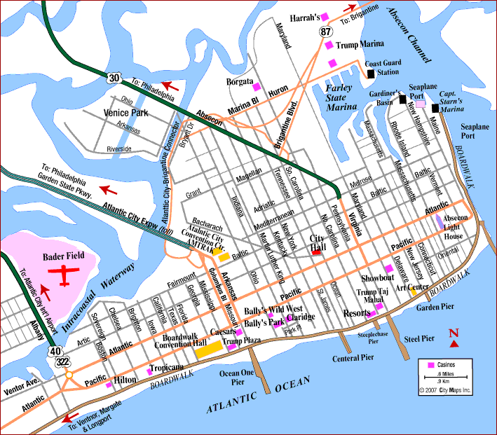 location map of casinos in atlantic city
